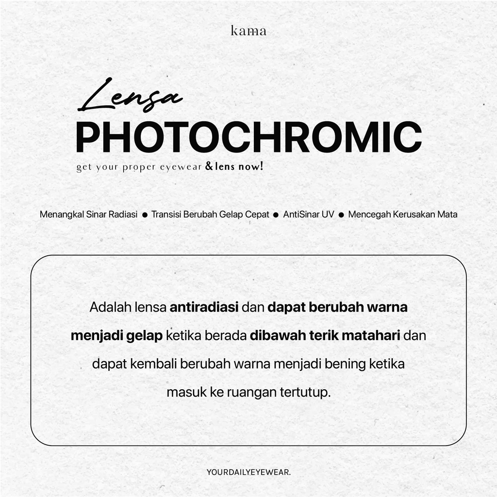 heykama - Lensa Minus Photochromic (SPH/CYL) PC