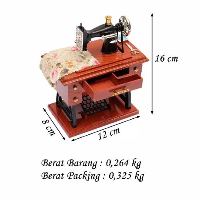 Kotak musik bentuk mesik jahit jadul