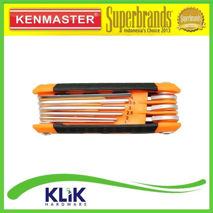 Kenmaster Kunci L Lipat Hexagonal 9 Pcs 1.5 - 6 mm Folding Hex Key