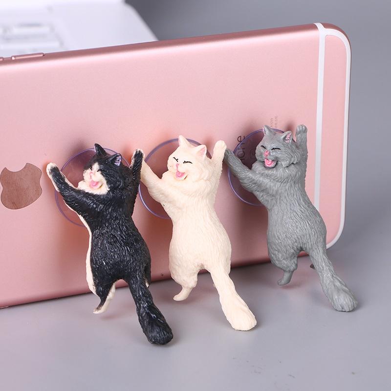 Stand Holder Smartphone Bentuk Kucing Lucu Dengan Kop Perekat