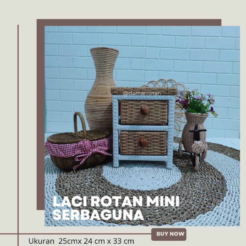 (COD MURAH) LEMARI LACI ROTAN 2 SUSUN