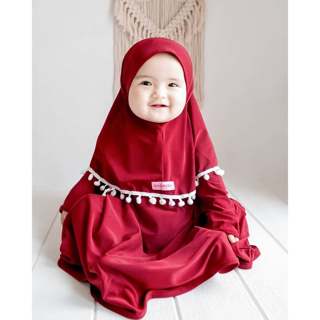 Gamis Bayi / Gamis Bayi Perempuan Khaireen Pompom Newborn - 5 Tahun Jersey Import