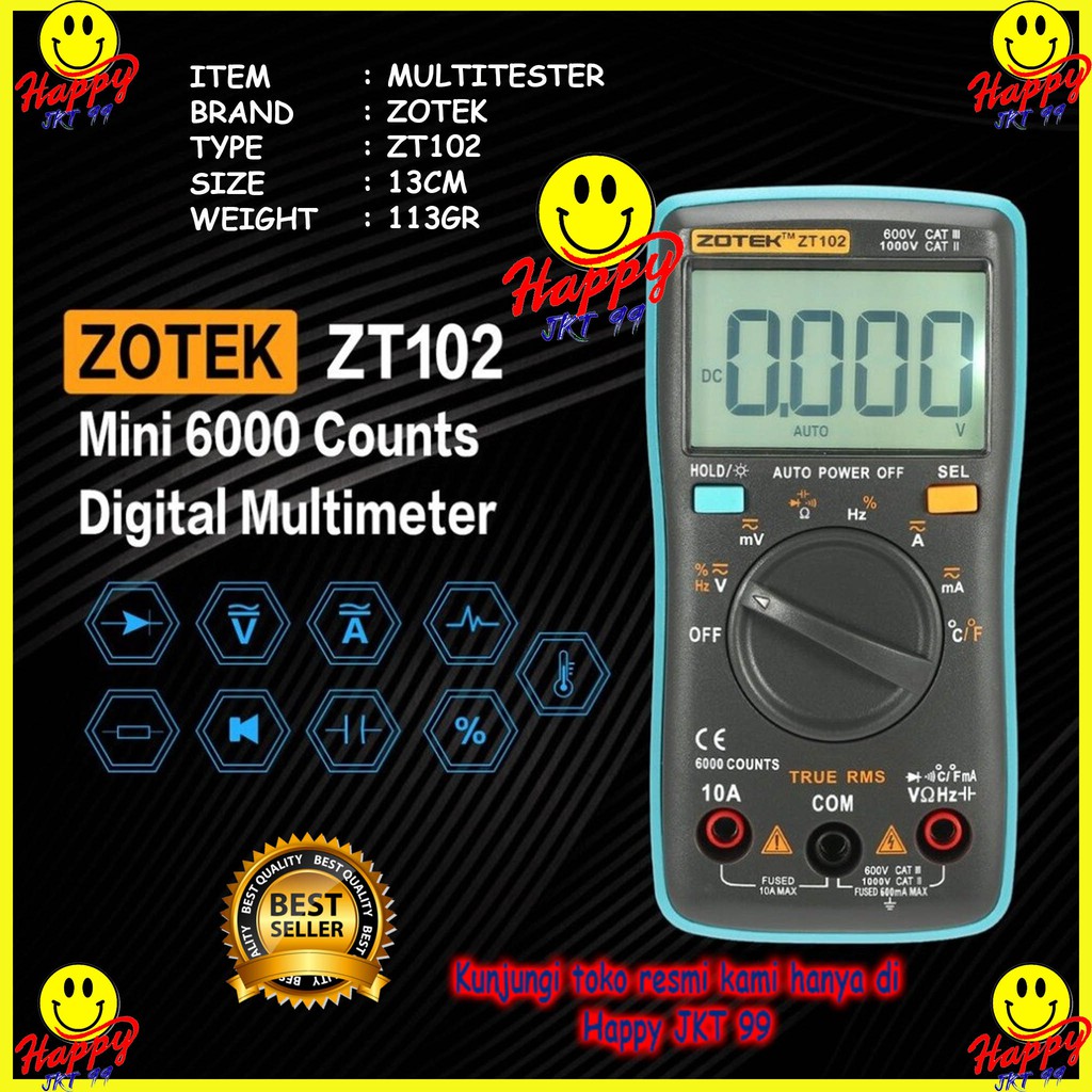 [ HAPPY JKT 99 ] ORIGINAL AVOMETER DIGITAL ZOTEK ZT102 MULTITESTER DIGITAL ZT 102