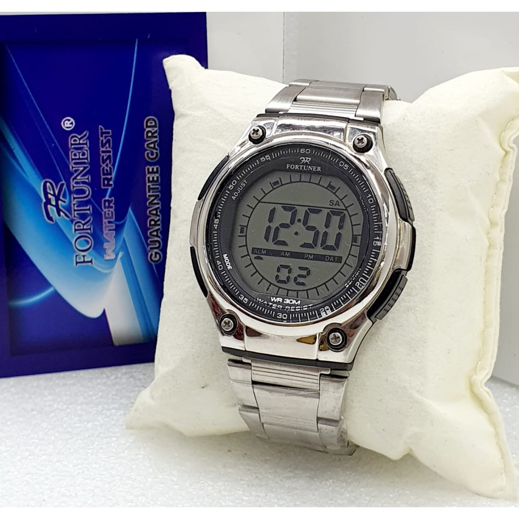 Jam Tangan Digital Original Fortuner 1413 Rantai Stainless Steel Garansi