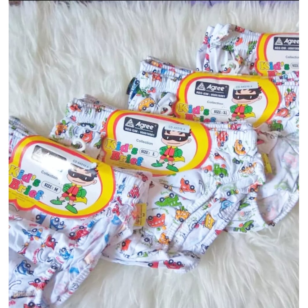 3 PCS CELANA DALAM ANAK LAKI-LAKI/AGREE KIDS MOTIF PUTIH