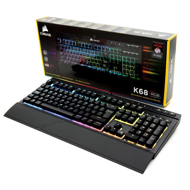 Corsair K68 RGB Mechanical Gaming Keyboard - Cherry MX Red Switches, Full Size, Black