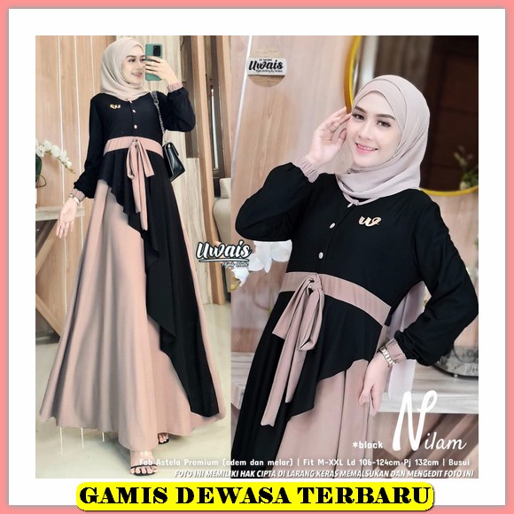 Gamis Wanita Remaja Kekinian Polos Lebaran 2022 Model Gamis Syari Syar'I Terbaru Bahan Moscrepe Prem