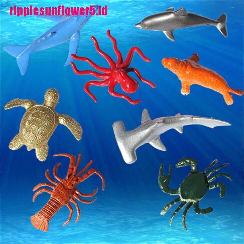 Whale 8pcs Mainan Model Ikan Paus Laut Bahan Plastik Untuk Anak