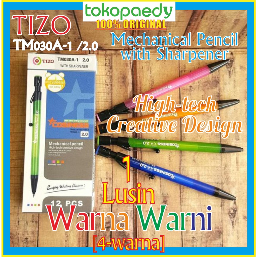 

[PERLUSIN] TIZO Pensil Mekanik COSINESS TM 030A-1 /2.0 TIZO - 1Box(12pcs) -WARNA WARNI - TM030A-1