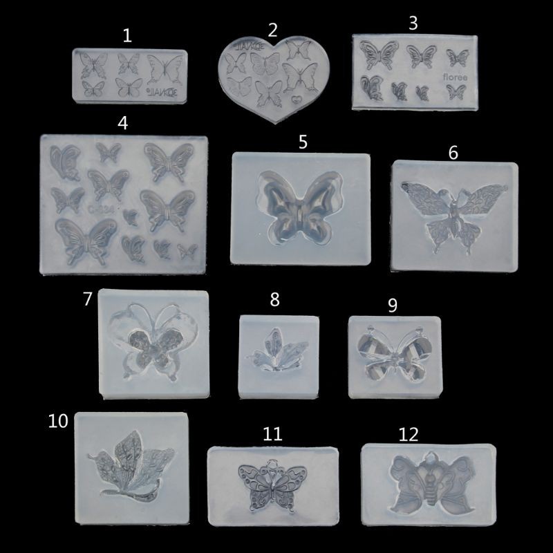 Glitter Cute Butterfly Silicone Resin Molds Earring Necklace Pendant Jewelry Tools