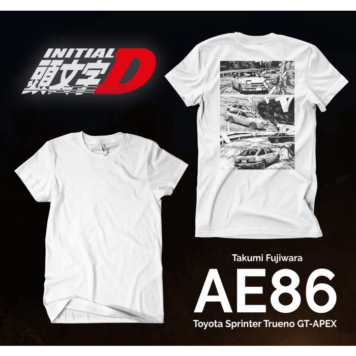 Kaos Takumi Fujiwara AE86 Manga Style