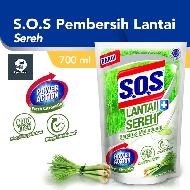 S.O.S Floor Cleaner Sereh - SOS Pembersih Lantai Sereh