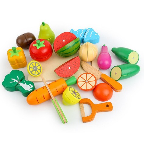 17Pcs Look At It Mainan Masak Masakan Wooden Toys Mainan Kayu Mainan Dapur Anak Perekat magnet