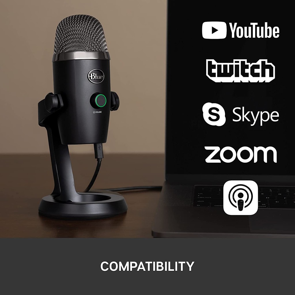 BLUE Microphones Yeti NANO - Premium USB Microphone - All Black - Mikrofon untuk Podcast &amp; Rekaman