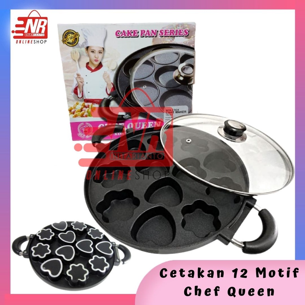 Cetakan Kue 12 Motif / Cetakan Kue Cheef Queen / Cetakan Kue 12 Lubang / Cetakan Kue Love / Cetakan Kue Bunga