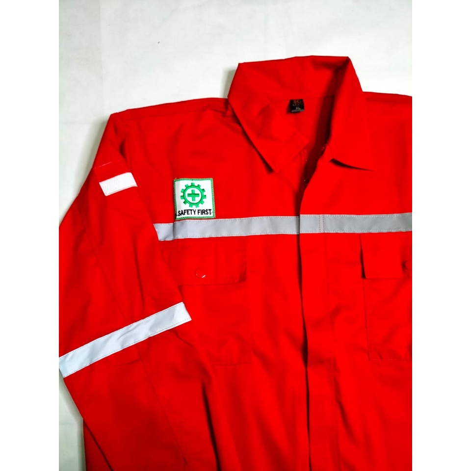 Atasan Wearpack | Kemeja Safety Baju Proyek Full Merah