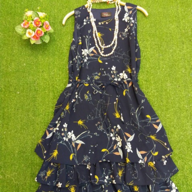 BEST SELLER DRESS WANITA ORI BANGKOK DRESS BUNGA JIWON REAL PICT IMPORT