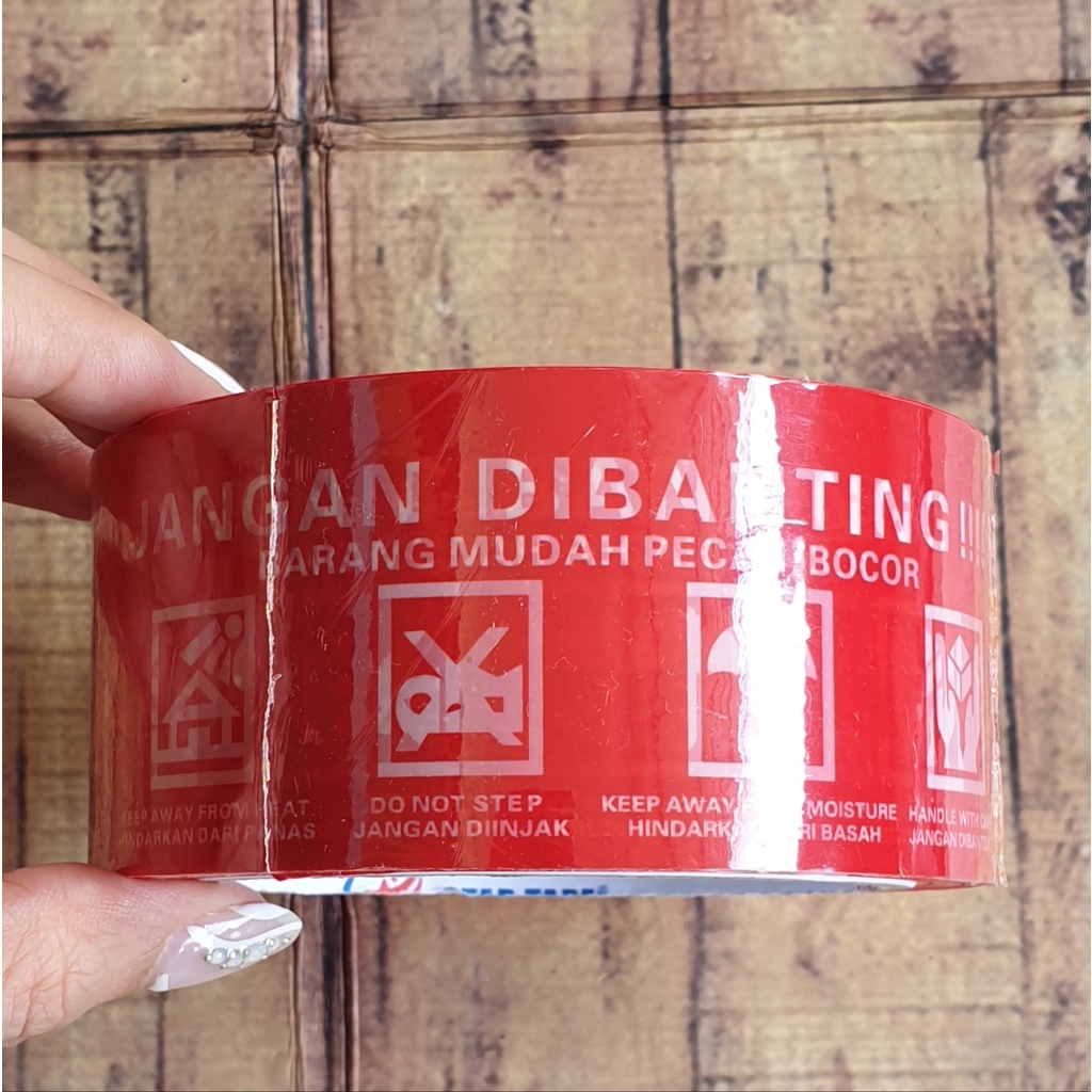 Lakban OPP Fragile Star Tape 48mm x 50m - Lakban Pecah Belah - Lakban Packing - Perlengkapan Jualan Online - Jangan Dibanting