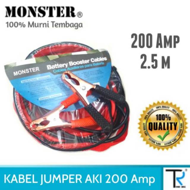 Kabel Aki Jumper Mobil Motor Booster Accu 200 Amper MONSTER Murni Tembaga