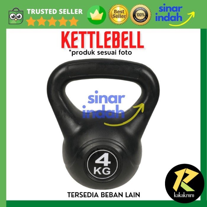 Vinyl KettleBell 4 Kg Angkat Beban Beginner Kettlebell PVC Coating - 2kg