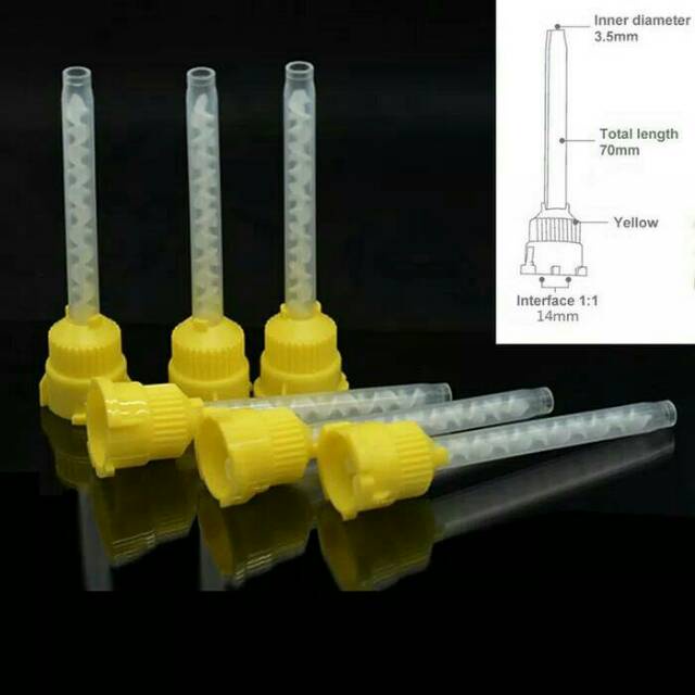 Dental mixing tip kuning yellow lightbody tips impression kuning light body 1:1