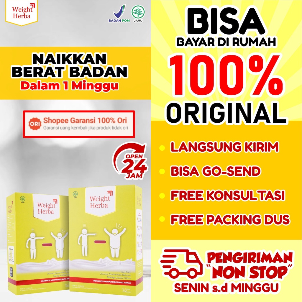 Susu Weight Herba - Nutrisi Multivitamin Susu Kambing Etawa Penggemuk &amp; Penambah Berat Badan Anak &amp; Dewasa Perlancar Saluran Pencernaan Isi 200gr