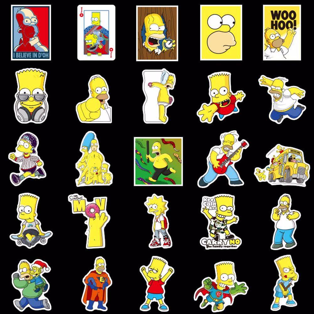 Lanfy Stiker Hias Anti Air Komedi Lucu 50pcs/pack Karakter Kartun Stiker Scrapbooking Graffiti Stiker Bart Simpson Marge Simpson Dekorasi Stiker Mobil