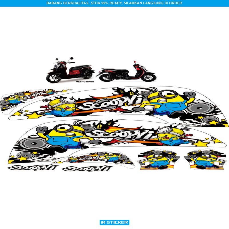 STRIPING ALL HONDA SCOOPY FI KARTUN MINION STICKER SCOOPY LIST SCOOPY MINION DISEN KODEA3