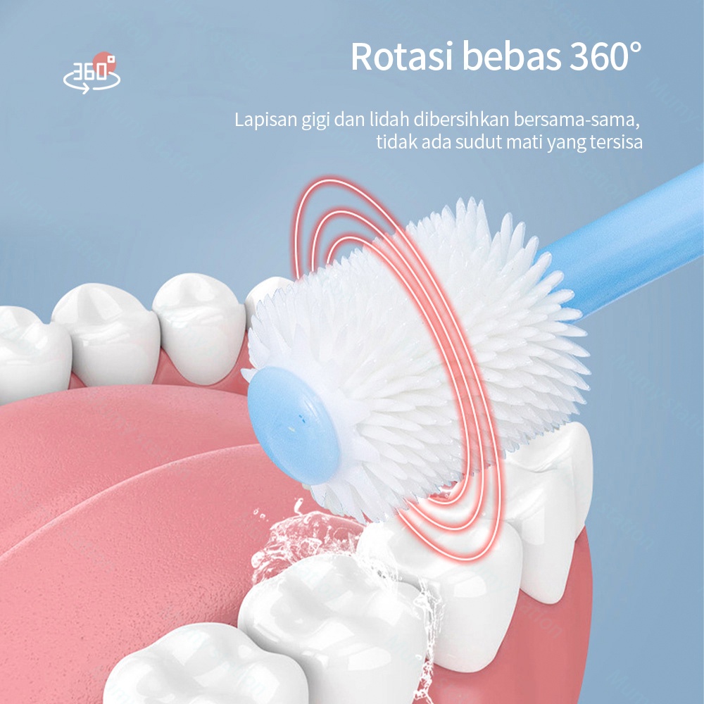 Mumystation Sikat gigi anak Rotasi 360° pembersih mulut bayi toothbrush baby