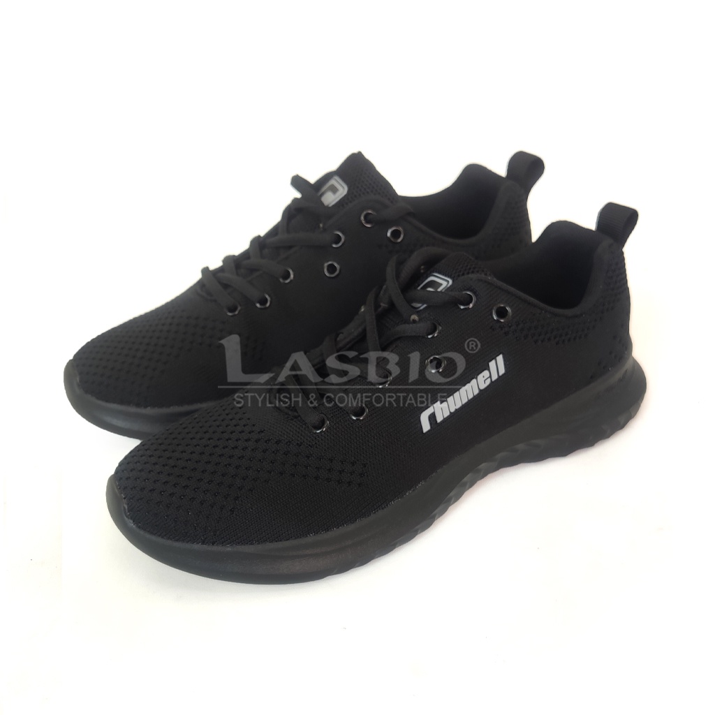 Sepatu Sneakers Sekolah Hitam Polos Pria Rhumell - Ascott All Black