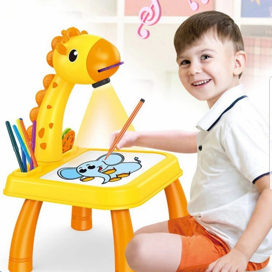 PROMO COD Mainan Edukasi Anak Peremuan Laki-laki  Edukasi Belajar Meja Gambar Proyektor Jerapah Giraffe Projector Table-Kado anak Belajar Menggambar Manulis Umur 3 4 5 6 Tahun