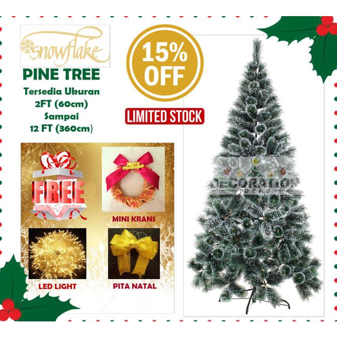 

SALE + BONUS ORNAMEN Pohon Natal Snow Flake Pine Tree 180 CM / 6FT