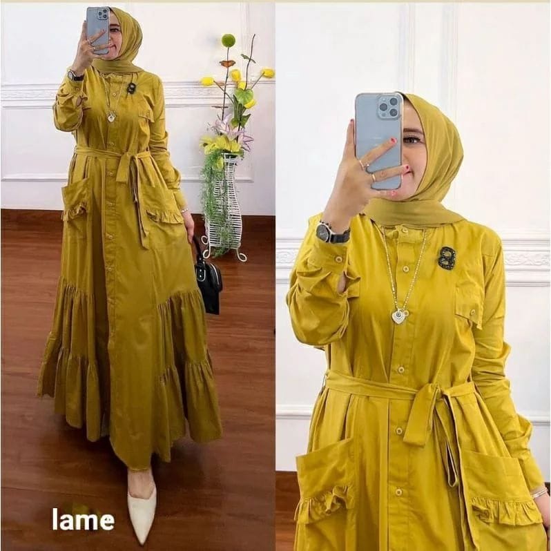 Baju Wanita Kekinian Talia Dress Katun Rayon Baju Lengan Panjang Wanita Busui Friendly Long Dress Muslim Gamis Jumbo