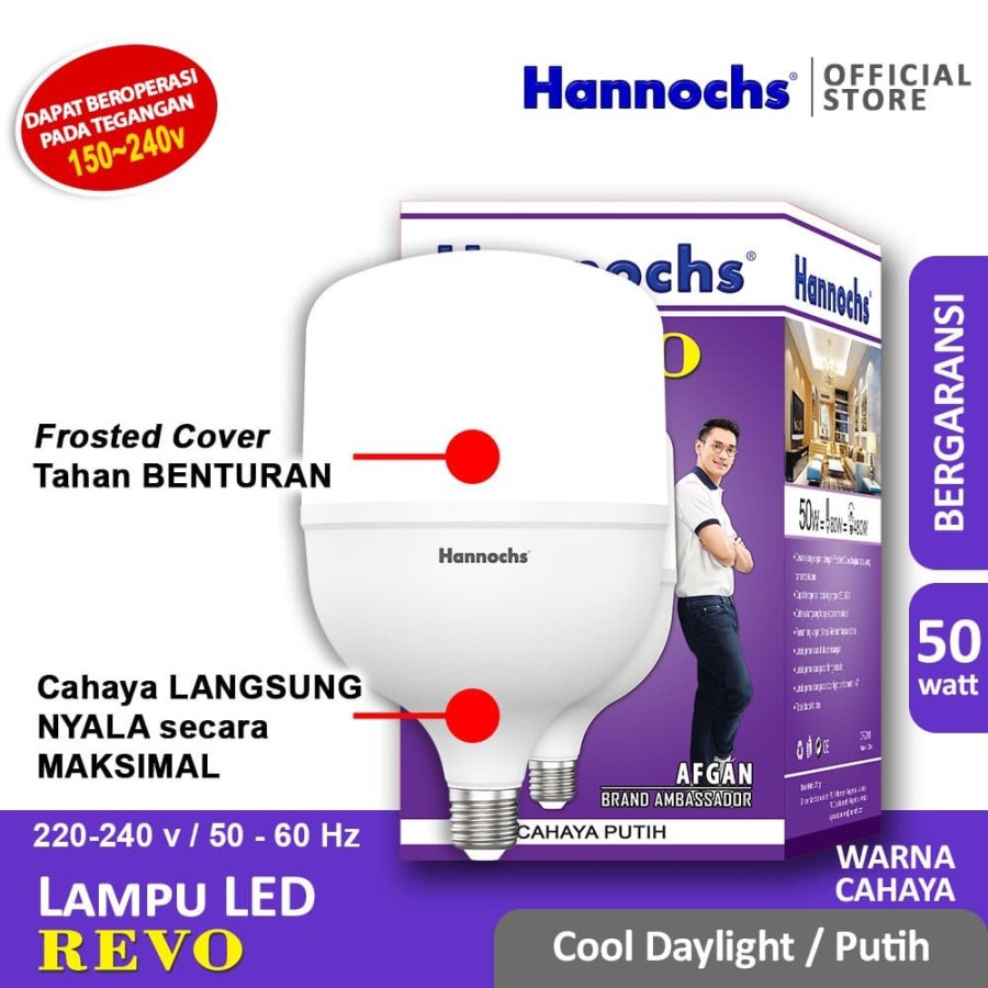 HANNOCHS Lampu LED REVO 50 Watt - Cahaya Putih - Garansi 1 Tahun