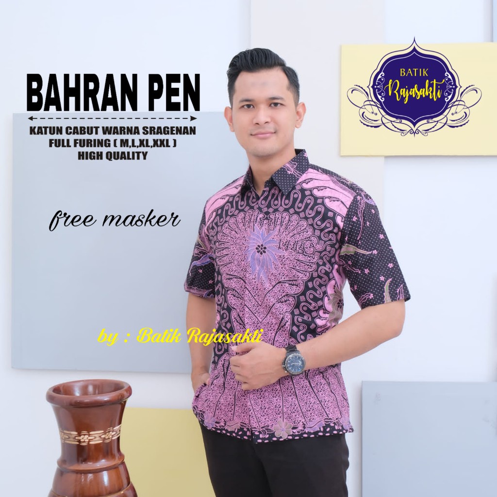 BAHRAN RAJASAKTI KEMEJA BATIK SOLO PRIA LENGAN PENDEK LAPIS FURING ATASAN BATIK PREMIUM MODERN KATUN HALUS BAHUWIRYA  BANAMITRA BANAMITRA PUTIH BANGSAWAN BAYU PUTRA BERLIAN BIRU BHARATAYUDA BIMASENA BIRENDRA BIRU INDAH BRAHMAKERTA BRAHMAKERTA MERAH