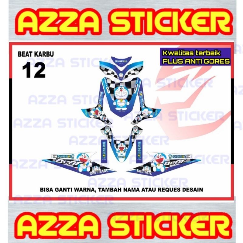 Decal Beat Karbu Full Body Stiker Decal Beat Karbu Full body motif Doraemon strip biru