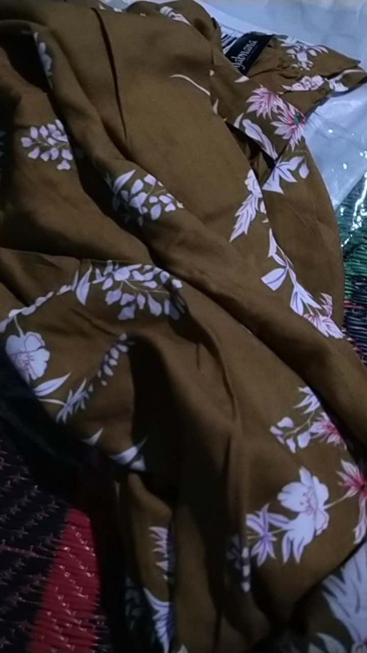 [cod] Gamis Rayon Viscose Discharge Motif Etnik Batik Bahan Adem, Jatuh