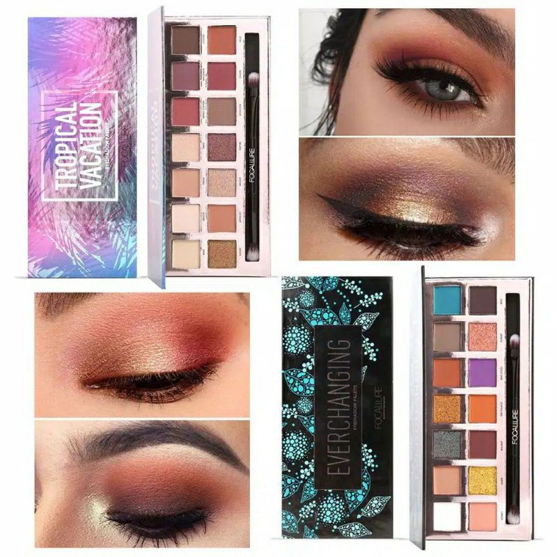 Focallure 14 Colors Eyeshadow Palette Original BPOM Tropical Vacation Everchanging