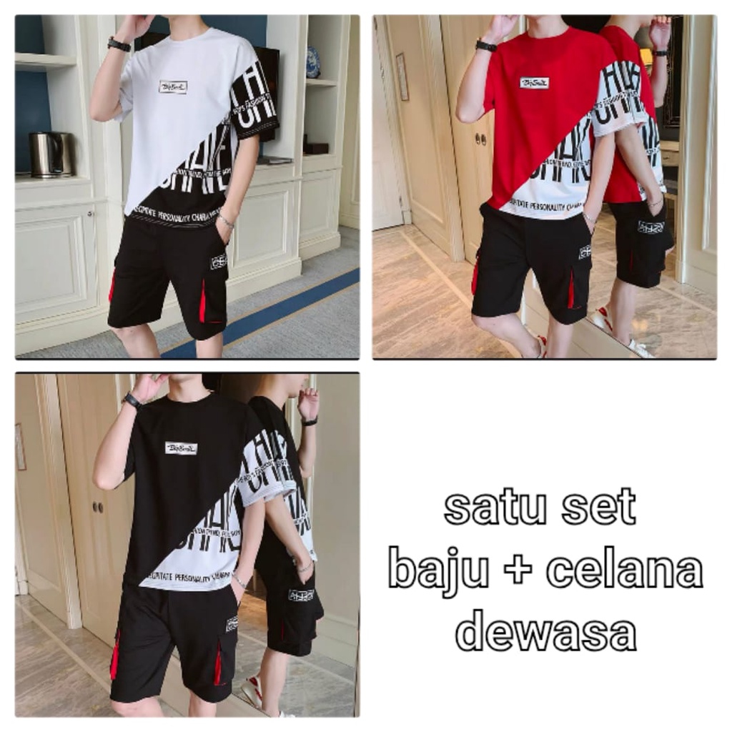 BISA COD / STELAN Pitate  BAJU + CELANA / SATU SET / baju pria / baju kekinian - mukzhop