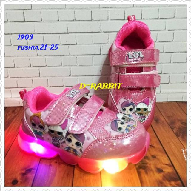 Sepatu lampu anak cewe LOL lol new import murah promo diskon