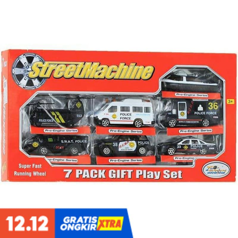 SUPER PROMO MAINAN ANAK MOBIL DIECAST STREET MACHINE POLICE 7 PCS PT-2011 TERMURAH