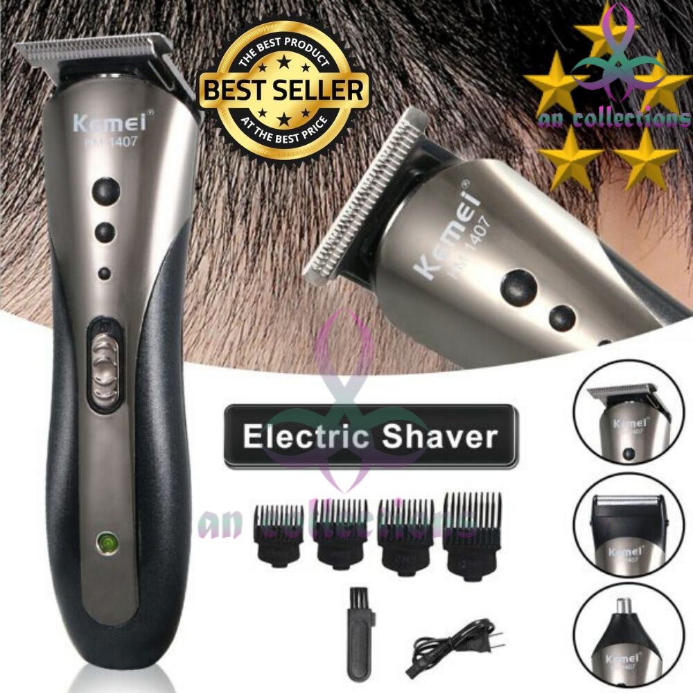 Mesin Cukur KM1407 Kemei KM-1407 Clipper 3 in1 Alat cukur rambut charger Original