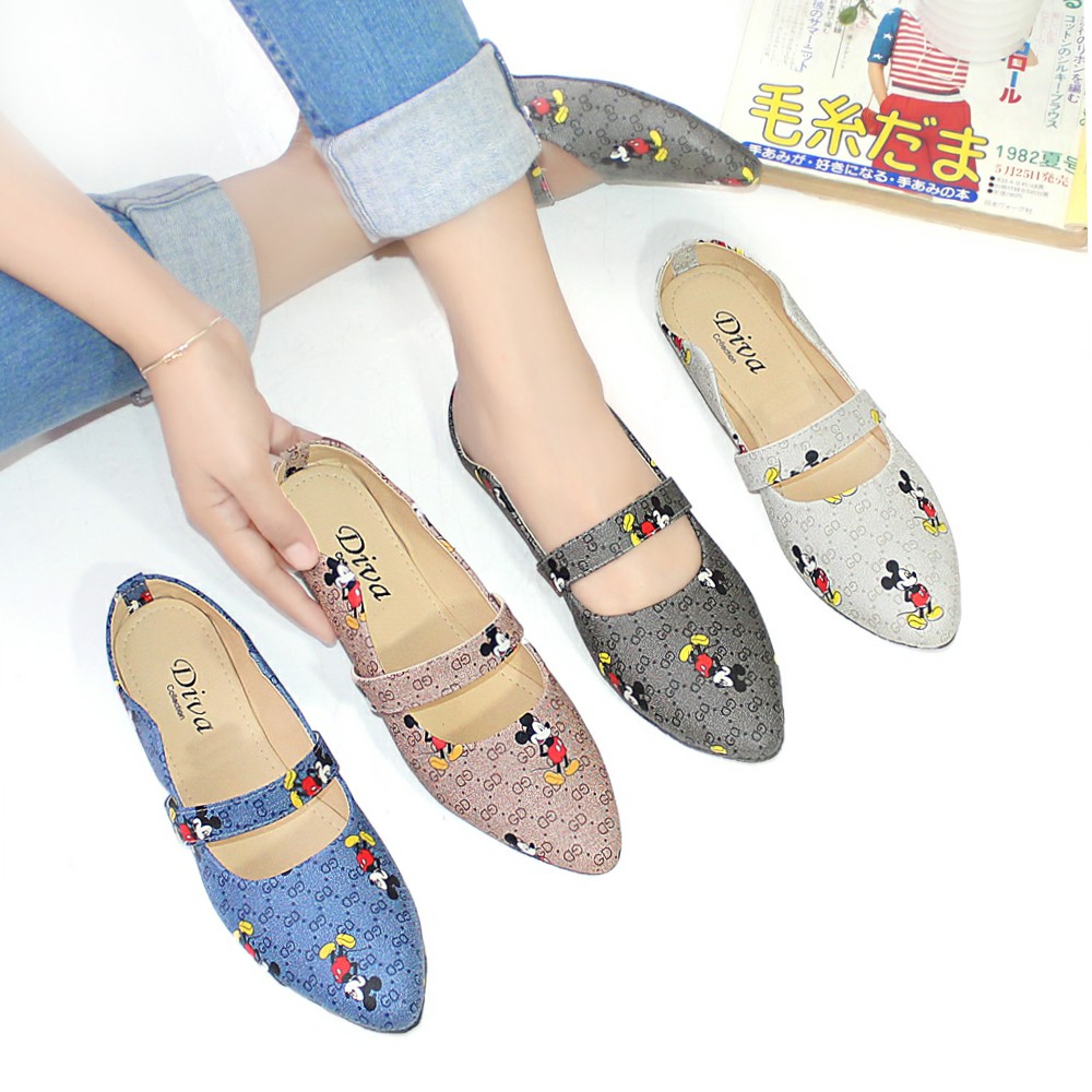 sepatu flat Wanita Daltu Mickey Mouse LF 03