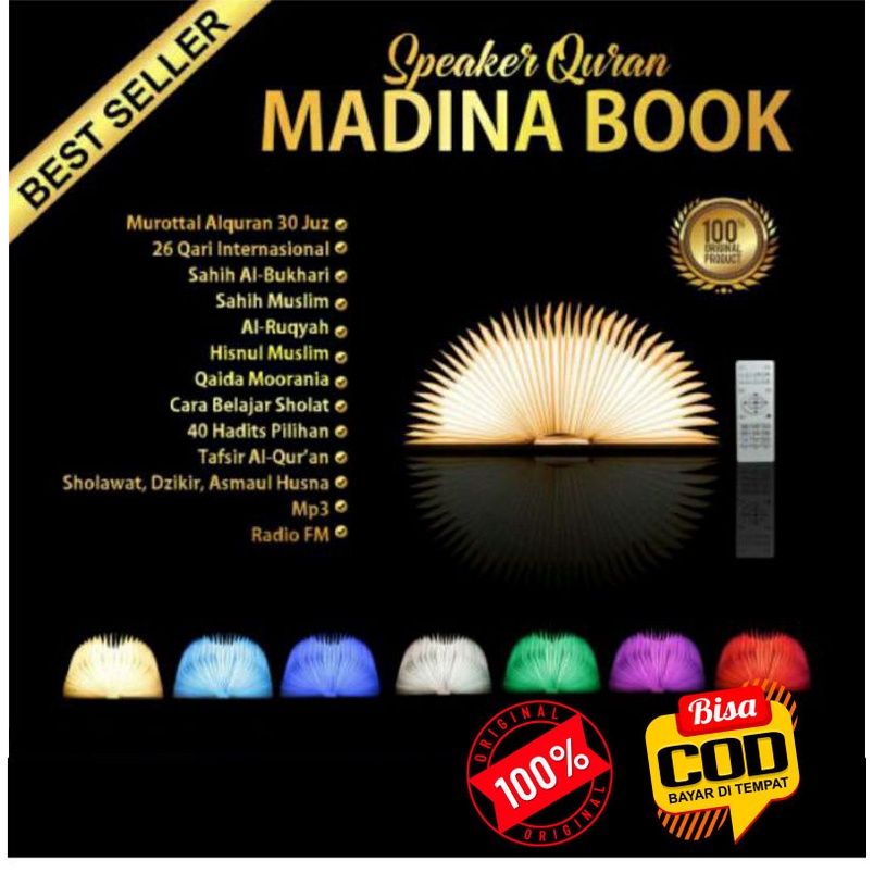 Speaker alquran LED bluetooth book lamp quran speaker lampu buku lampu hias speaker murottal alquran