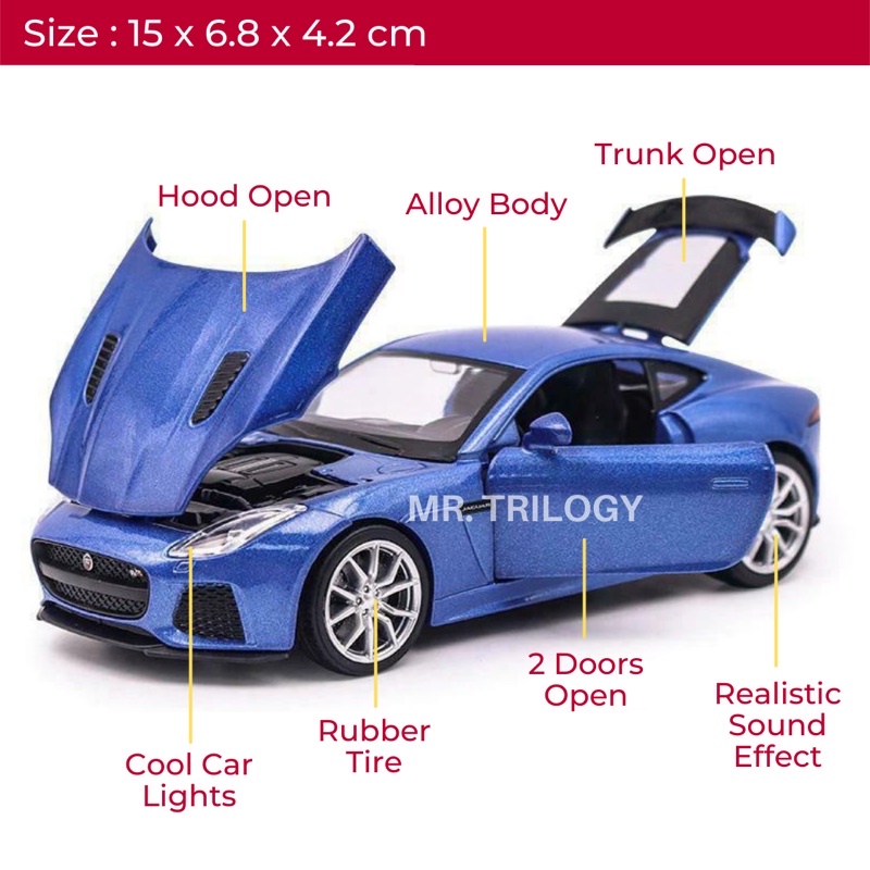 DIECAST MINIATUR MOBIL MEWAH JAGUAR TIPE-F SPORT MAINAN PRIA KADO LAKI