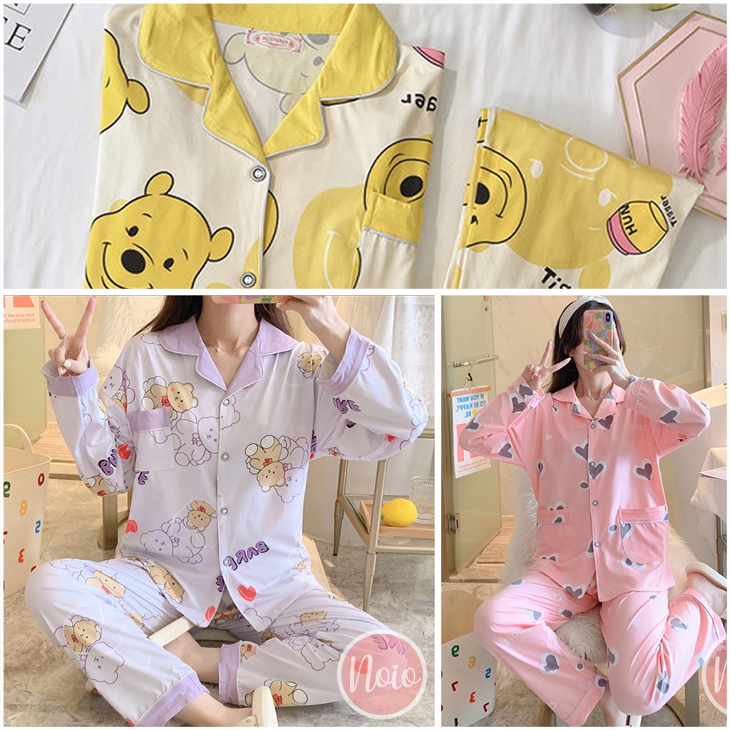 BAJU TIDUR WANITA NAMI KOREA STYLE SWEET PIYAMA WANITA DEWASA IMPORT ONE SET - LLP NAMI
