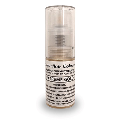 

Sugarflair Powder Puff Glitter Dust pump spray - Extreme Gold spray emas