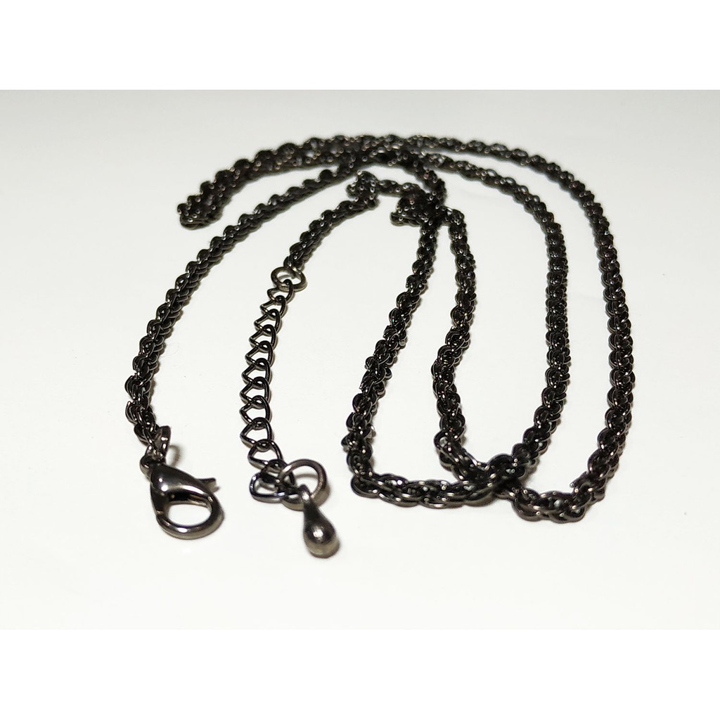 VeE Rantai Kalung Titanium 316L Stainless Steel Model Tambang Hitam 70cm - Kalung Pria Wanita