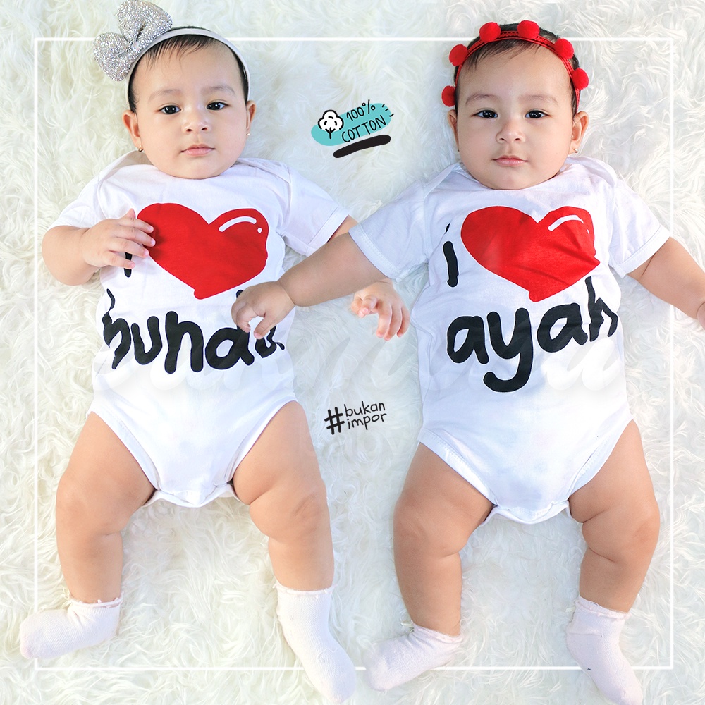 baju bayi jumper bayi love ayah bunda sepasang 2pc