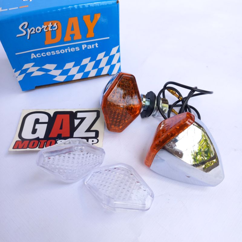 Reting Diamond Besi Double Kaca Import Lampu Sein Reteng CB GL Tiger Megapro